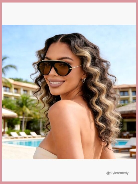 Metal Frame Aviator Sunglasses UV400 Protection Oversized Retro main image 7